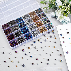 4350 шт. 24 стиля гальванических прозрачных стеклянных бусин&nbsp;EGLA-PH0001-27