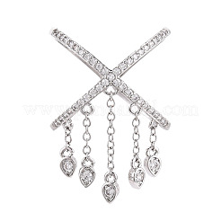 Кольца-манжеты из латуни с микропаве и прозрачными кубическими циркониями&nbsp;KK-T080-01P