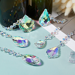 6 шт. 6 стиля стеклянные подвесные ловцы солнца в форме капли и овала&nbsp;HJEW-FH00201