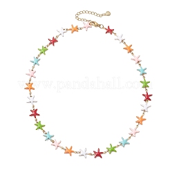 Цепочки-колье из нержавеющей стали Ocean 304 с разноцветной эмалью в виде морской звезды&nbsp;NJEW-JN05806