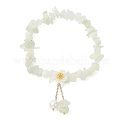 Браслеты с подвесками из натурального нефрита и бусинами&nbsp;BJEW-JB12312-02