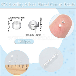 1400шт латунные обжимные бусины&nbsp;KK-BBC0022-06B-S