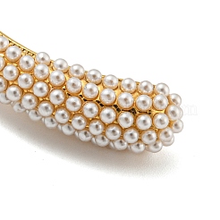 Браслет-манжета из нержавеющей стали 304 в форме капли с искусственным жемчугом&nbsp;BJEW-B076-05G-02