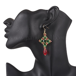 Серьги-подвески в форме ромба и капли из нержавеющей стали 304&nbsp;EJEW-MZ00620-01