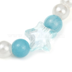 Окрашенный круглый натуральный малайзийский нефрит с абс пластиковыми бусинами из жемчуга эластичные браслеты для женщин&nbsp;BJEW-JB11643-01