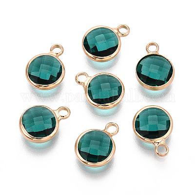 Латунь стекло подвески золотой тон&nbsp;GLAA-ZX008-24G-G-1