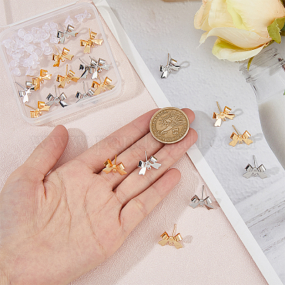 20 шт. 2-х цветная латунная фурнитура для сережек-гвоздиков KK-FH0007-15-1