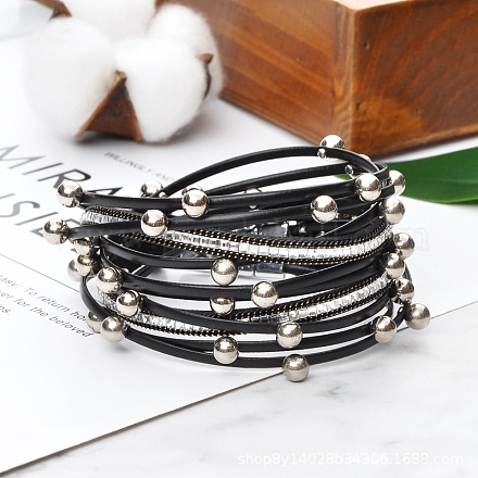 Многослойные браслеты из искусственной кожи WG13214-01-1