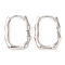 925 Sterling Silver Hoop Earrings for Women, Rectangle, Real Platinum Plated, 15.5x12x2mm