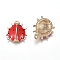 Alloy Enamel Pendants, Ladybug, Red, 17x15x4mm, Hole: 1.2mm