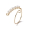 Copper Wire Wrapped Natural Cultured Freshwater Pearl Open Ring, Cuff Finger Ring for Women, Light Gold, US Size 8(18.1mm), 1~14mm
