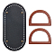 PU Leather Knitting Crochet Bags Nail Bottom, with Bamboo Wood D Shape Handles Replacement, for Bag Straps Replacement Accessories, Black, 250x121x4.5mm, Hole: 5mm