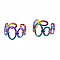 Open Oval Cuff Rings, Hollow Wide Rainbow Color 304 Stainless Steel Open Rings for Women, US Size 7(17.3mm)