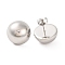 Non-Tarnish 304 Stainless Steel Stud Earrings, Half Round, Stainless Steel Color, 16mm