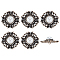 6Pcs ABS Plastic Imitation Pearl Shank Buttons, with Alloy Findings, 1-Hole, Flower, Antique Golden, 36~37x15.5mm, Hole: 3mm