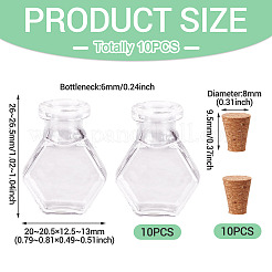 10 шт. прозрачные стеклянные бутылки желаний&nbsp;AJEW-TA0002-85G