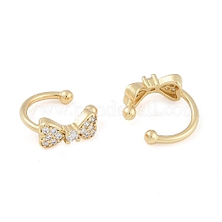 Женские серьги-манжеты из латуни с микропаве и прозрачным цирконием&nbsp;EJEW-S225-19G-03