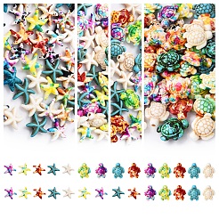 100шт 10 цвета синтетические бирюзовые бусины&nbsp;G-YW0002-01A