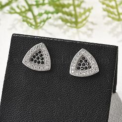 Серьги-гвоздики из латуни с микропаве из кубического циркония для женщин&nbsp;EJEW-G428-11P-03