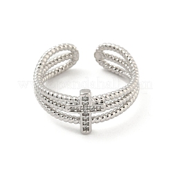 Открытые манжеты из латуни с микропаве кубический цирконий&nbsp;RJEW-H225-04P