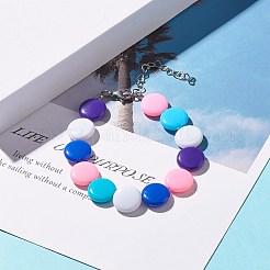 Акриловый плоский круглый браслет из бисера для женщин&nbsp;BJEW-JB07551