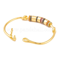 Женские браслеты-колонны из латуни с кубическим цирконием&nbsp;BJEW-S147-22G