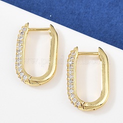 Овальная латунная серьга-кольцо с микропаве из прозрачного кубического циркония&nbsp;EJEW-C152-04G