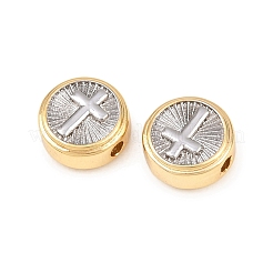 Двухцветные латунные бусины&nbsp;KK-C162-088B-GP