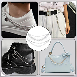 4 шт. 2 стиля пластиковые жемчужные и железные цепочки-скрепки цепи для ремней для ботинок&nbsp;HJEW-PH02102-02