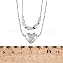 Двухслойные ожерелья в форме сердца из нержавеющей стали 304 для женщин&nbsp;NJEW-K298-01P