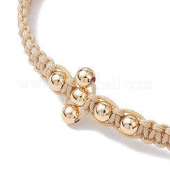 Плетеные браслеты из латунных бусин&nbsp;BJEW-JB12817-01