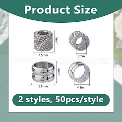 100 шт. 2 стиля бусин из нержавеющей стали 304&nbsp;STAS-DC0017-28