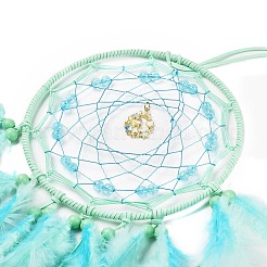 Тканая паутина/сетка с подвесными украшениями из перьев&nbsp;HJEW-G025-03A