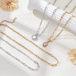 12 шт. 2 цвета 304 нержавеющая сталь цепочки-скрепки ожерелья&nbsp;NJEW-WR00010