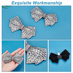 Стеклянные украшения для обуви со стразами и бантом&nbsp;AJEW-WH0323-24B