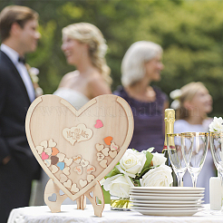 Деревянные украшения для гостевой книги в форме сердца&nbsp;DJEW-WH0034-80