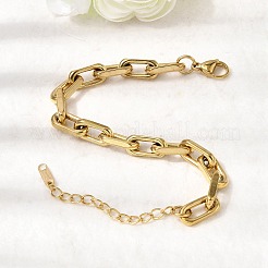 Браслеты-цепочки с прямоугольными кольцами из нержавеющей стали 304 для женщин&nbsp;LS-BJEW-A152-02G