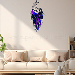 1 шт. хлопковая тканая паутина/сетка с подвесными украшениями из перьев&nbsp;HJEW-DJ0001-29B