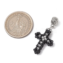 2 шт. 2 стиля 3D стеклянные бусины крестики-подвески&nbsp;PALLOY-MZ00576