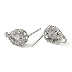 Фурнитура для сережек-гвоздиков из латуни с микропаве из прозрачного кубического циркония&nbsp;LS-KK-C107-13P