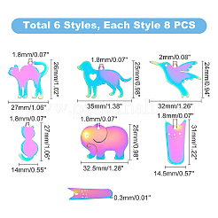 48 шт. 6 стиля вакуумного покрытия PVD 201 подвески из нержавеющей стали&nbsp;STAS-UN0021-70M
