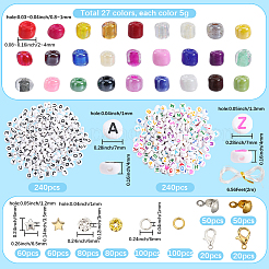 Наборы для изготовления браслетов из круглых стеклянных бусин своими руками&nbsp;DIY-SP0003-50