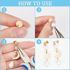 36 шт. 3 размера плоские круглые ионное покрытие (IP) 304 нержавеющая сталь гвоздики фурнитура для сережек&nbsp;STAS-SP0001-59G