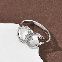 Кольца из нержавеющей стали 304 с кубическим цирконием для женщин&nbsp;RJEW-F189-05P