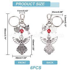 6 шт. брелок-подвеска в виде ангела из сплава в тибетском стиле с подвеской в виде феи и дерева жизни&nbsp;KEYC-PH0001-91