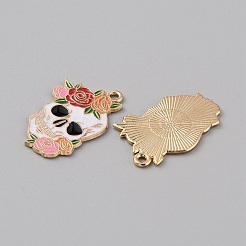 Хэллоуин позолоченные подвески из сплава с эмалью&nbsp;LS-ENAM-WH0001-43C