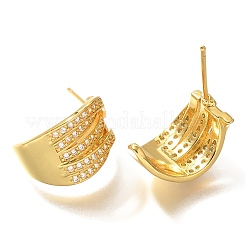 Серьги-гвоздики из латуни с кубическим цирконием и стеклом&nbsp;EJEW-M048-02G