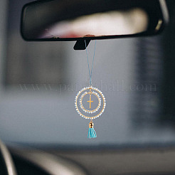 Подвеска-крест из стекла и нержавеющей стали 304 и сплава&nbsp;HJEW-DR00172