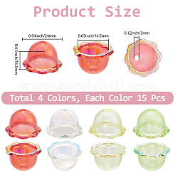 60 шт. 4-цветные акриловые колпачки для бусин с УФ-покрытием&nbsp;PACR-PA0001-12B