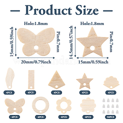 36 шт. фурнитура для сережек-гвоздиков из ясеня в виде прямоугольника&nbsp;EJEW-TA0001-19